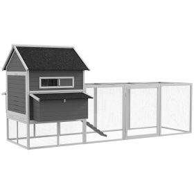 PawHut 137" Wooden Chicken Coop for 8-10 Chickens, Backyard, Gray PawHut 137" Wooden Chicken Coop for 8-10 Chickens, Backyard, Gray