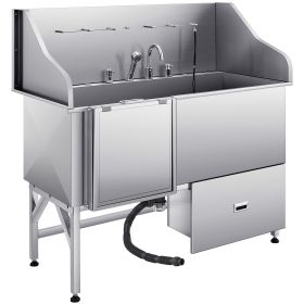 61 Inch Dog Grooming Bath Tub Stainless Steel w Ramp Water Filter Left 61 Inch Dog Grooming Bath Tub Stainless Steel w Ramp Water Filter Left